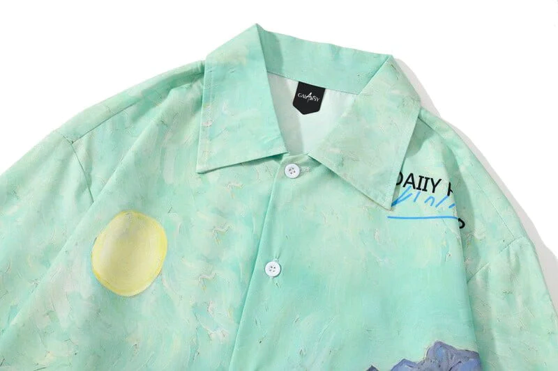 Van gogh Wheatfield con una camisa Reaper