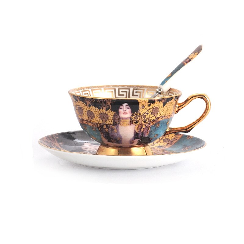 Juego de café de porcelana de hueso de Gustav Klimt