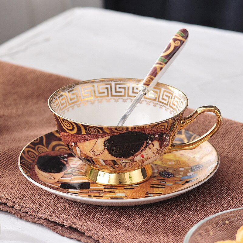 Juego de café de porcelana de hueso de Gustav Klimt