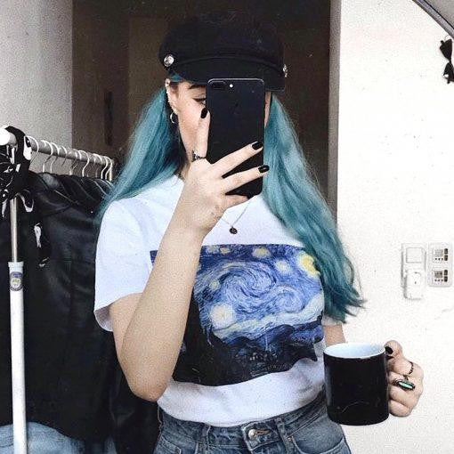 camiseta estampada noche estrellada