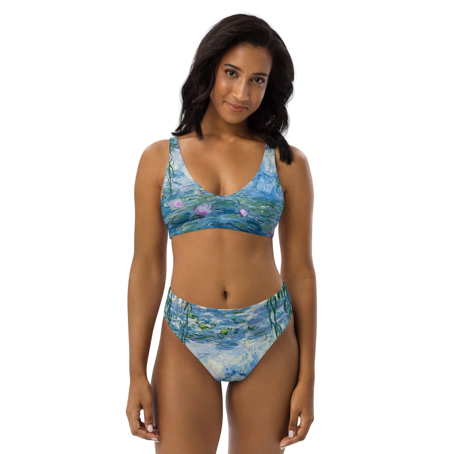 Claude Monet Bikini de talle alto con nenúfares