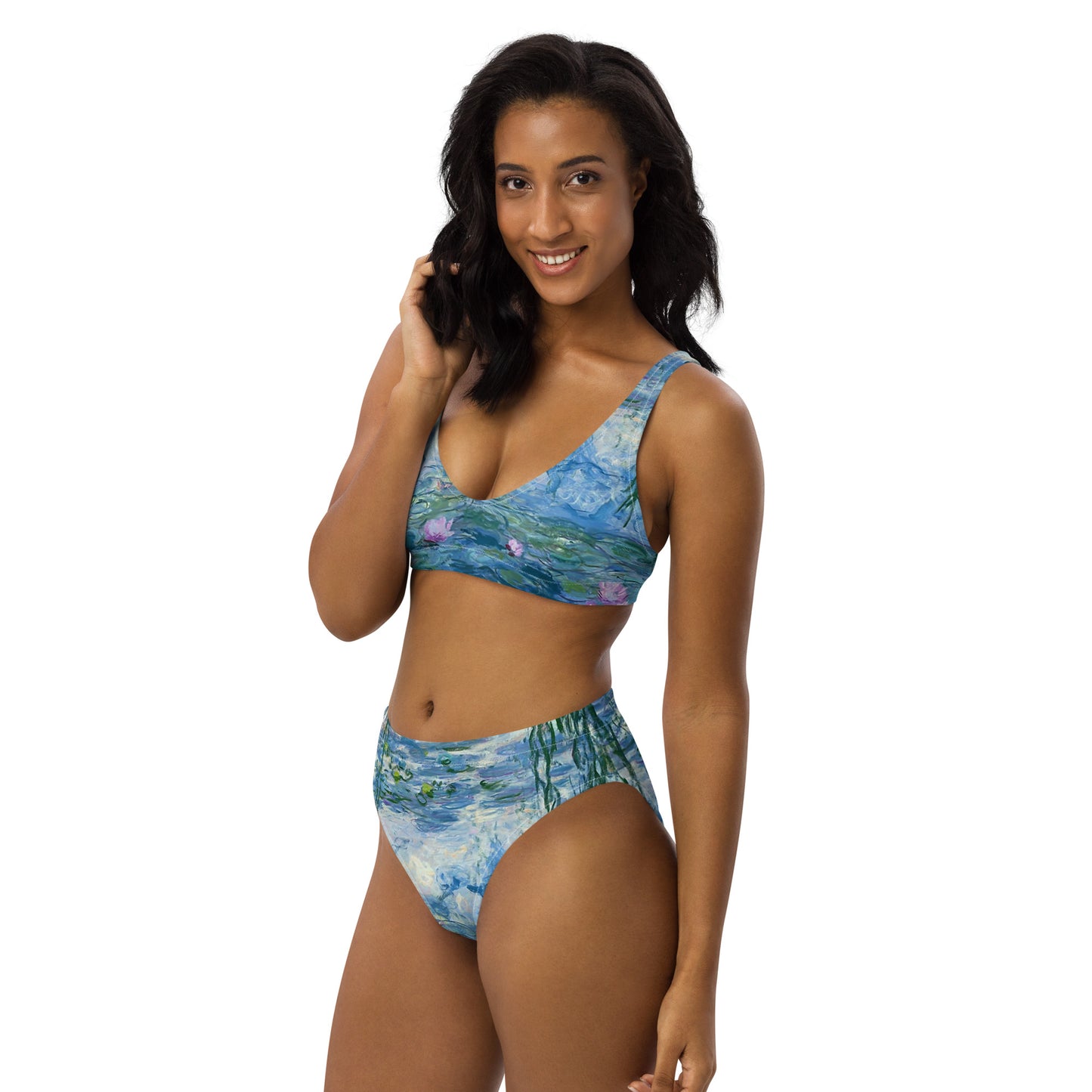 Claude Monet Bikini de talle alto con nenúfares