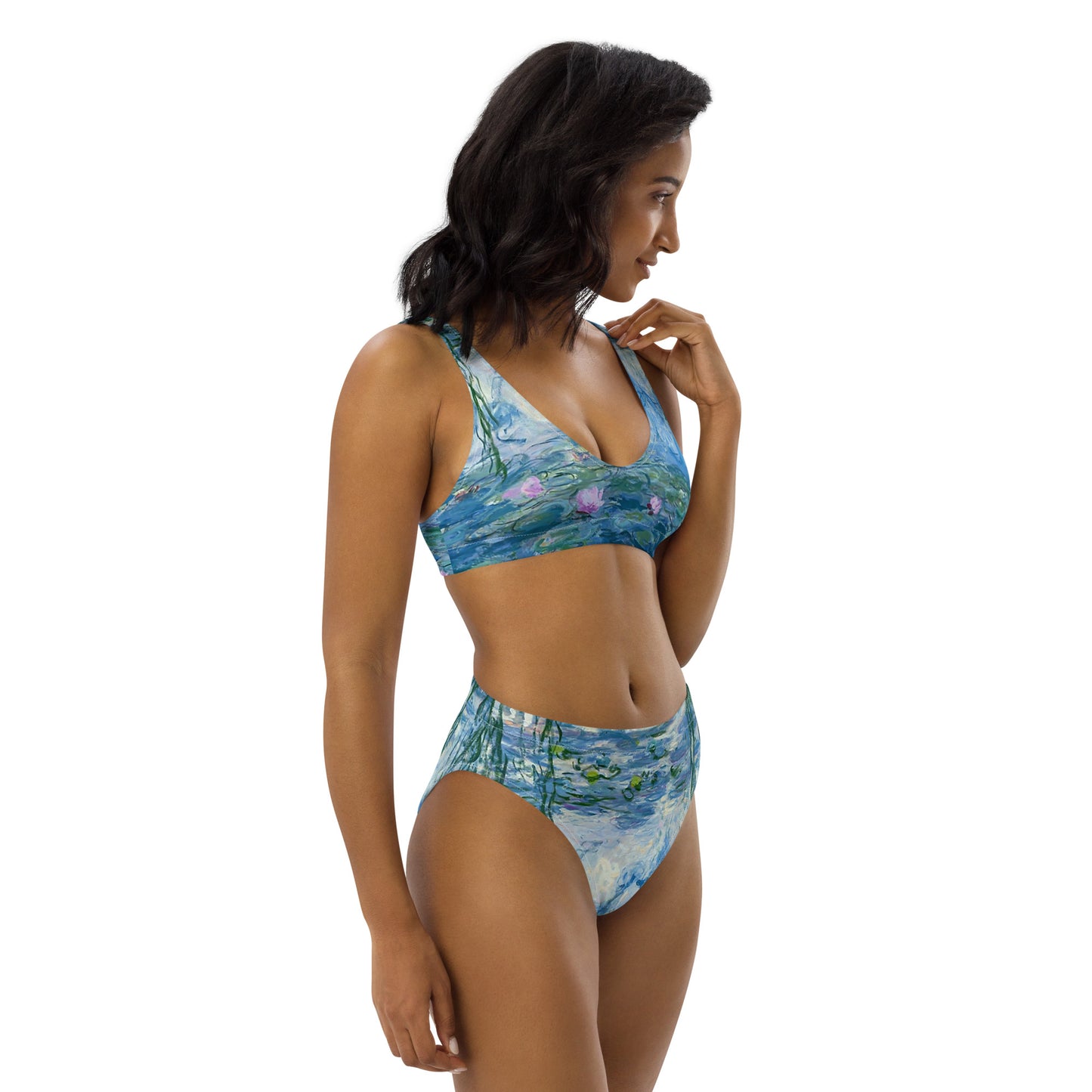 Claude Monet Bikini de talle alto con nenúfares