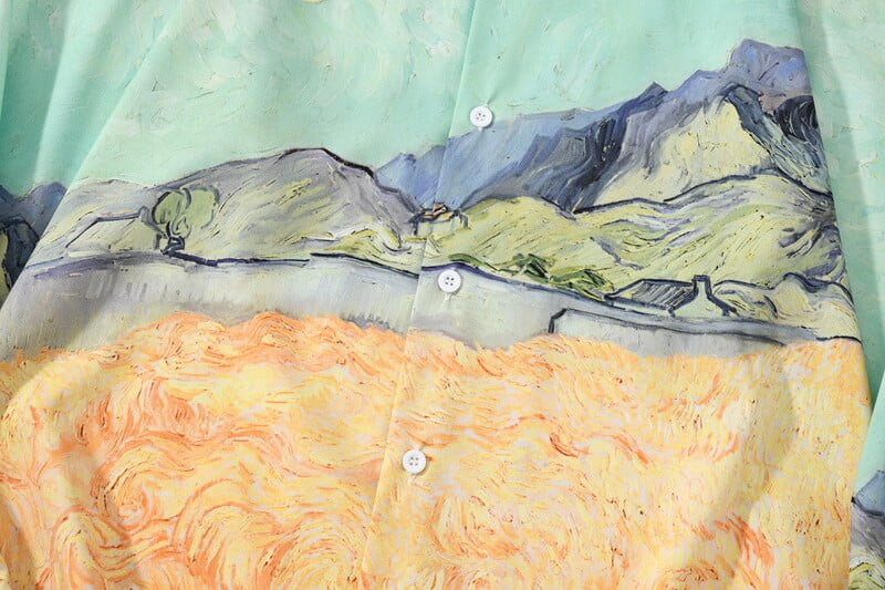 Van gogh Wheatfield con una camisa Reaper