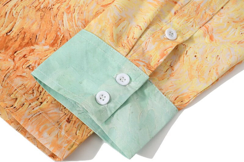 Van gogh Wheatfield con una camisa Reaper