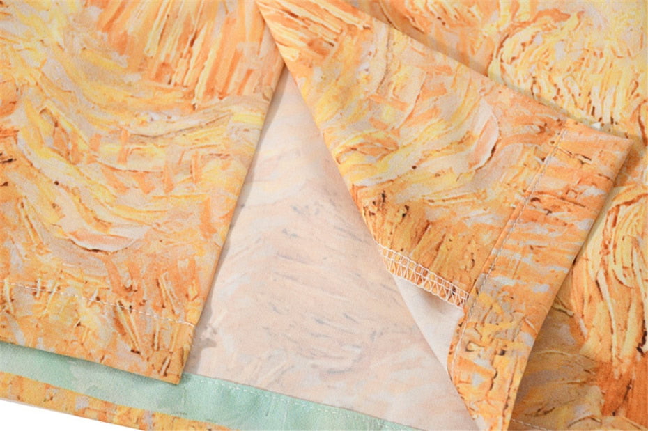 Van gogh Wheatfield con una camisa Reaper