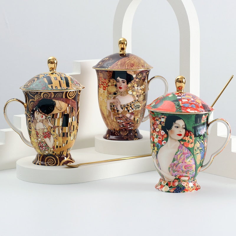 Tazas de té con tapa de Gustave Klimt