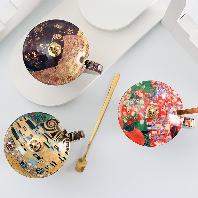 Tazas de té con tapa de Gustave Klimt