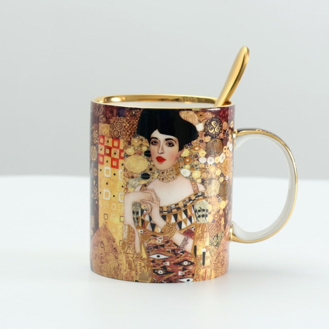 Tazas de café Gustave Klimt con cuchara