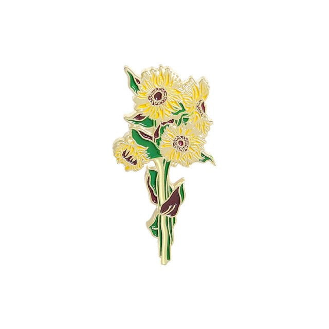 Alfileres de esmalte de flores de van gogh