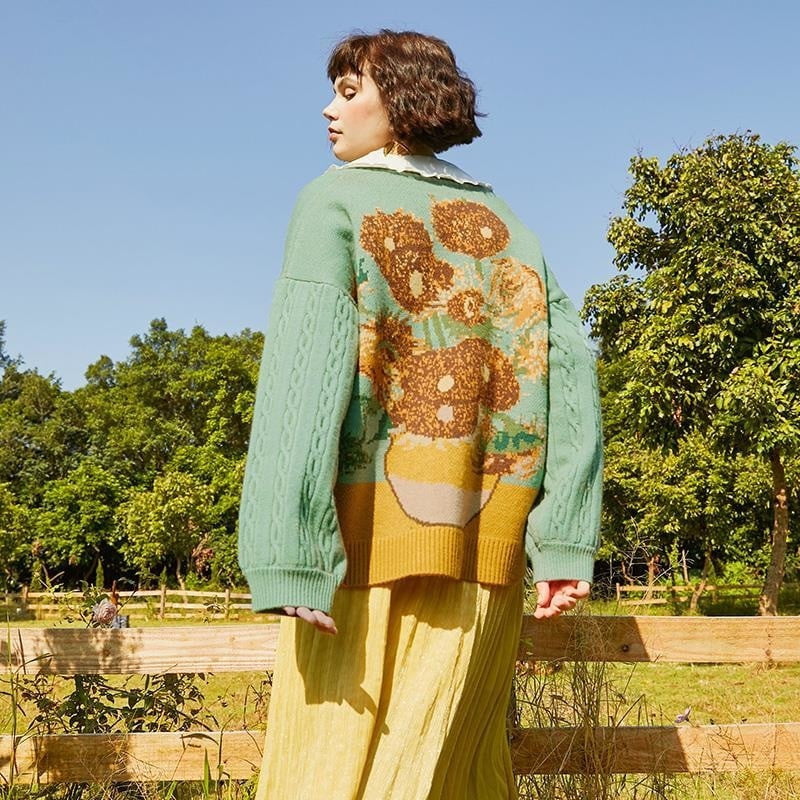 Suéter de punto tipo cárdigan vintage de Van Gogh