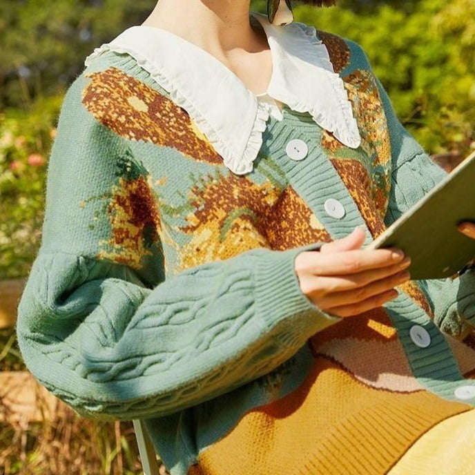 Suéter de punto tipo cárdigan vintage de Van Gogh