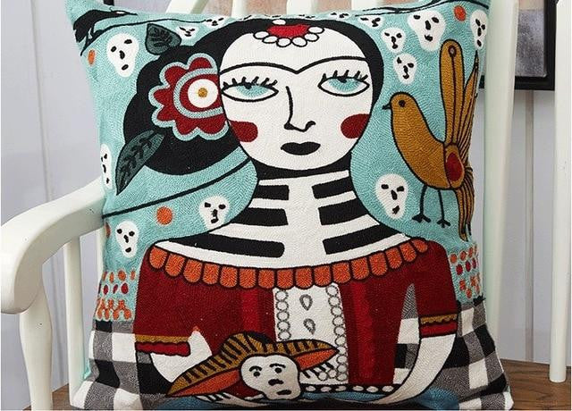 Frida Kahlo bordado fundas de almohada