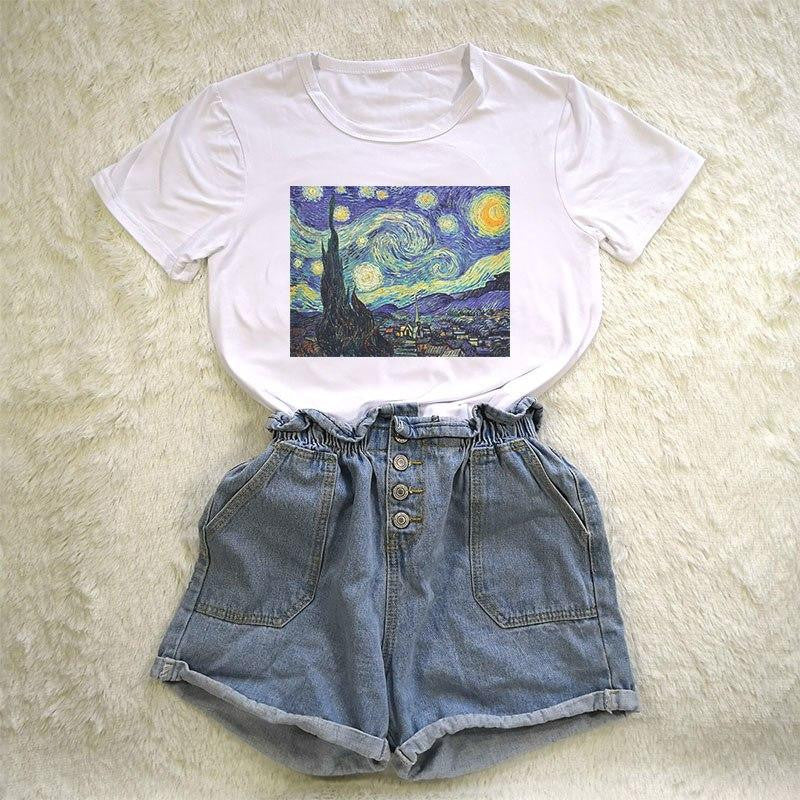 camiseta estampada noche estrellada