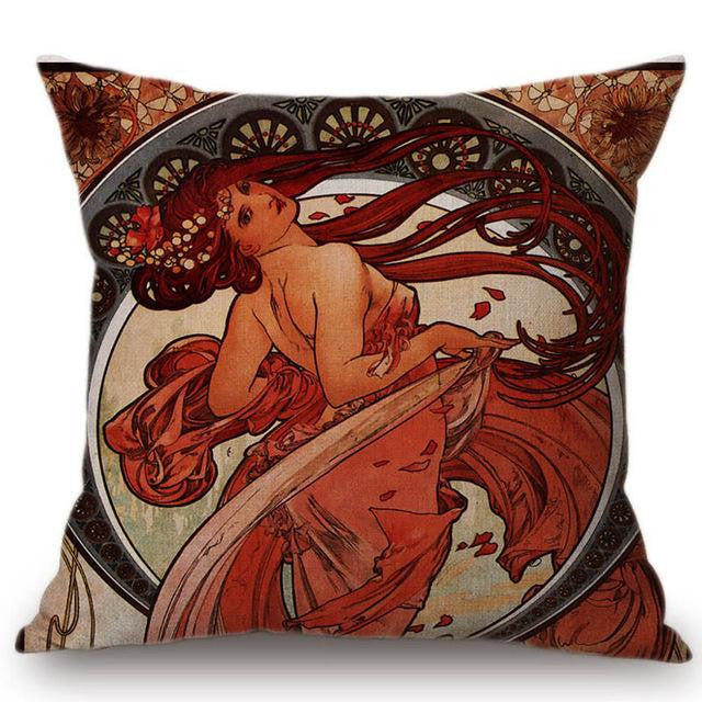 Cojín Alphonse Mucha Ilustraciones