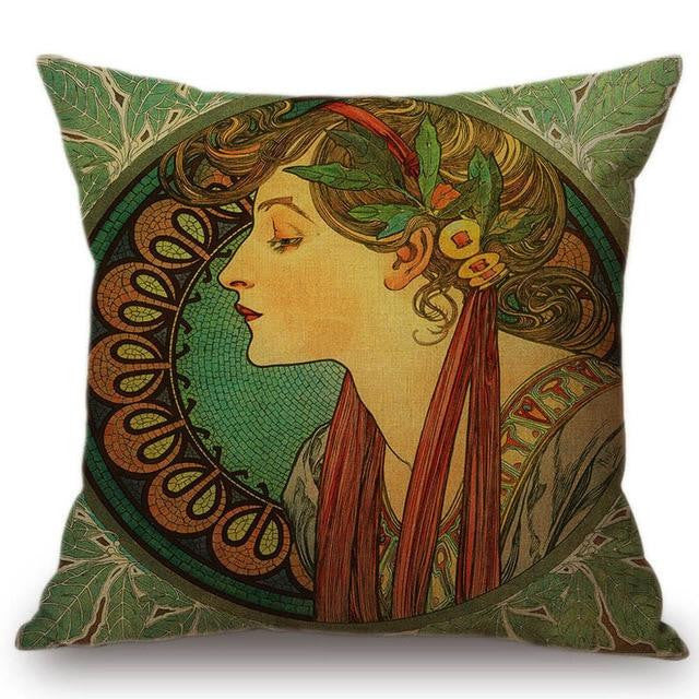 Cojín Alphonse Mucha Ilustraciones