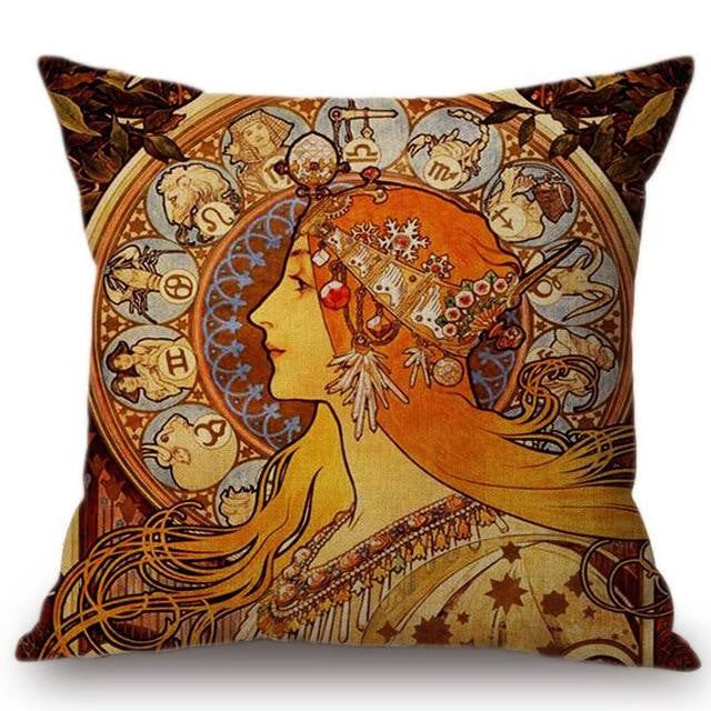 Cojín Alphonse Mucha Ilustraciones