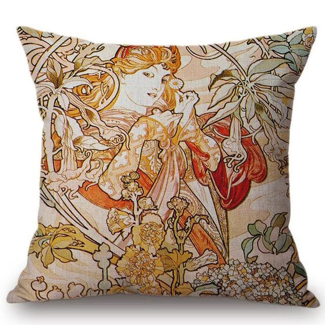 Cojín Alphonse Mucha Ilustraciones