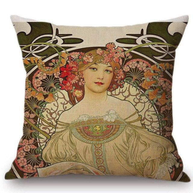 Cojín Alphonse Mucha Ilustraciones