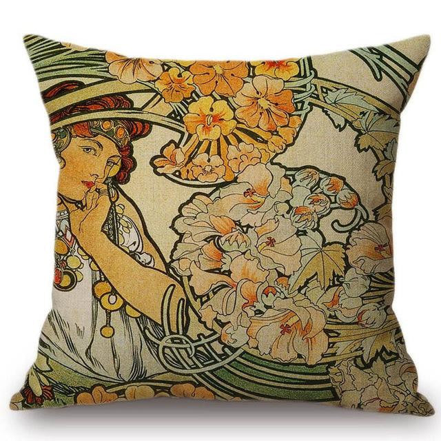 Cojín Alphonse Mucha Ilustraciones