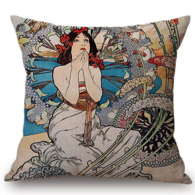 Cojín Alphonse Mucha Ilustraciones