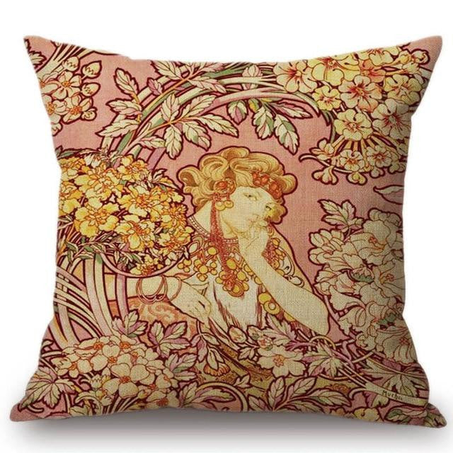 Cojín Alphonse Mucha Ilustraciones