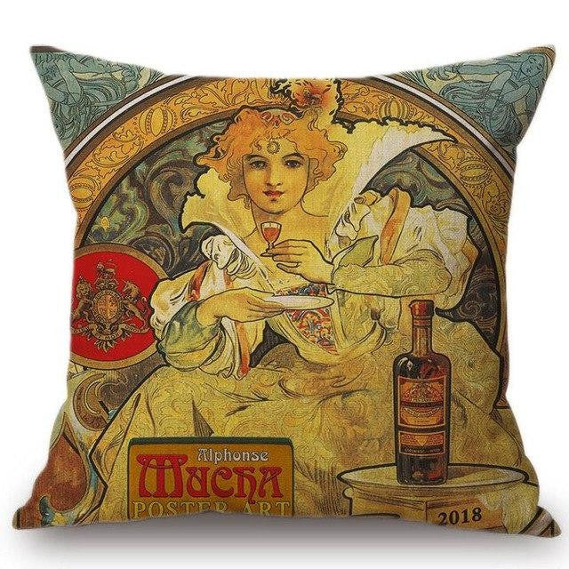 Cojín Alphonse Mucha Ilustraciones