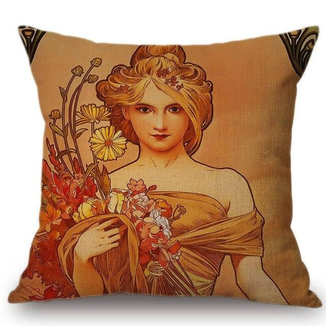 Cojín Alphonse Mucha Ilustraciones