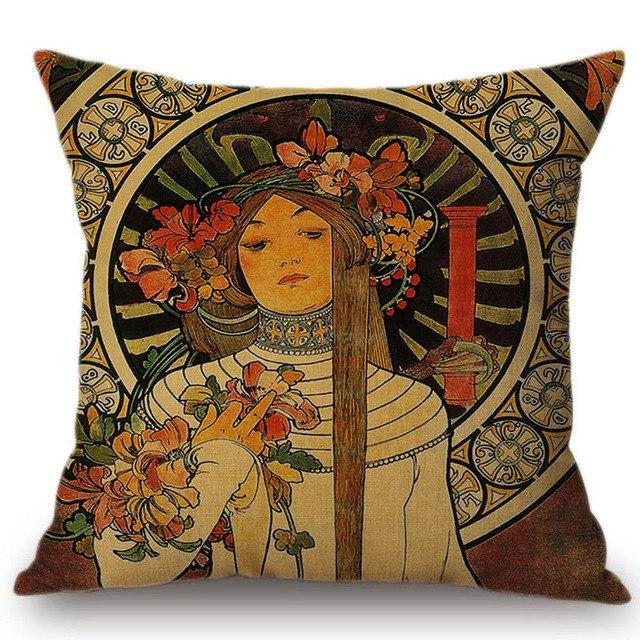 Cojín Alphonse Mucha Ilustraciones