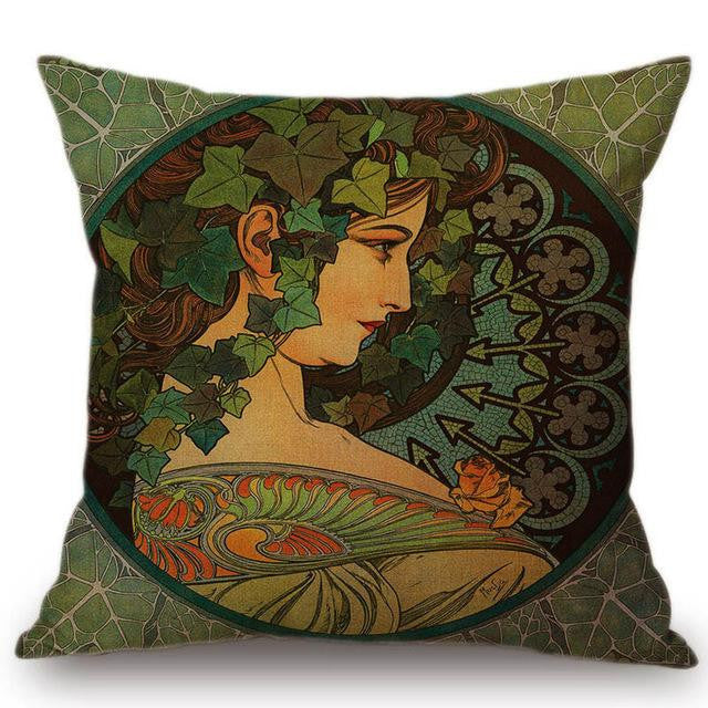 Cojín Alphonse Mucha Ilustraciones