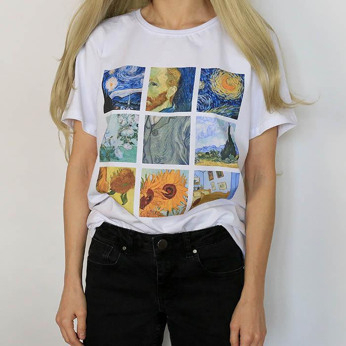 Rejilla cuadros Van Gogh - Camiseta unisex