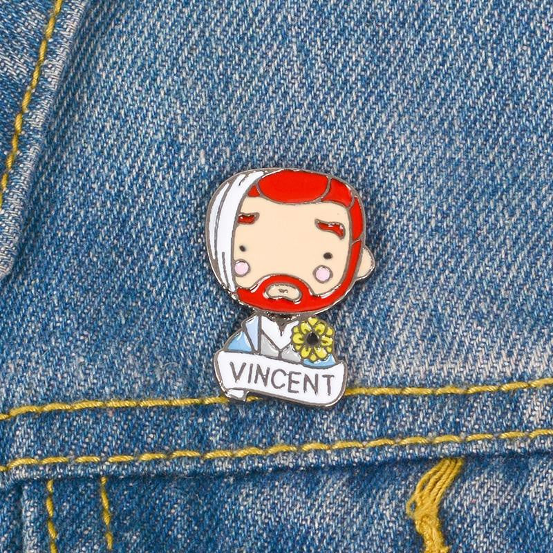 Insignia de retrato de Pin de esmalte de Vincent Van Gogh