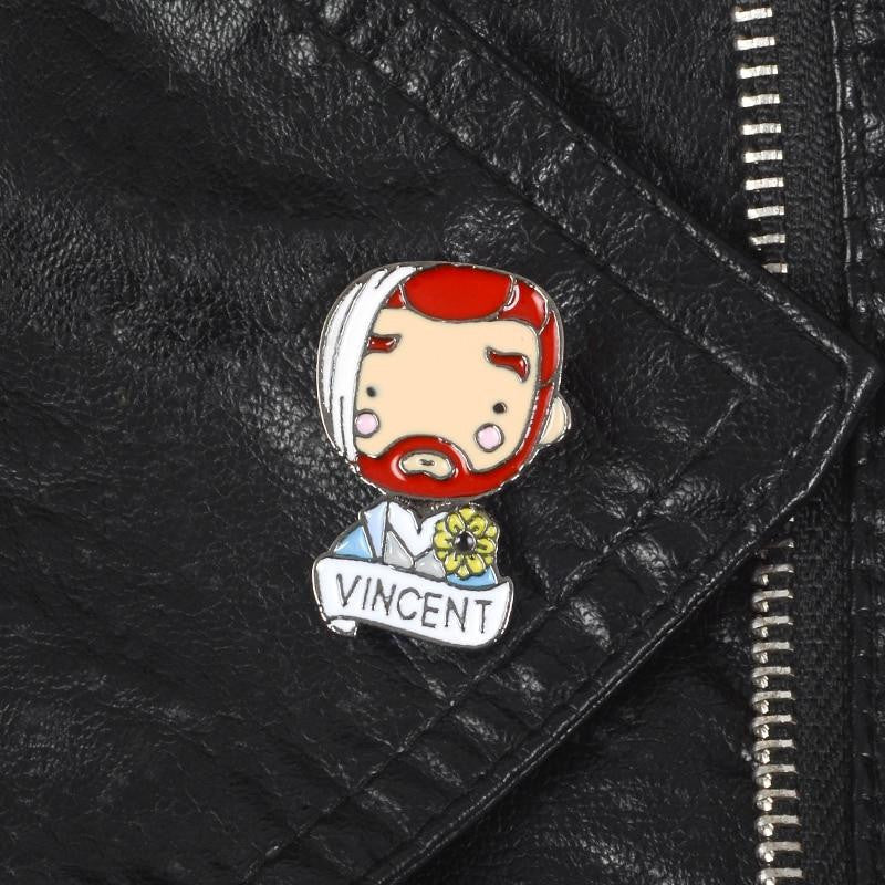 Insignia de retrato de Pin de esmalte de Vincent Van Gogh