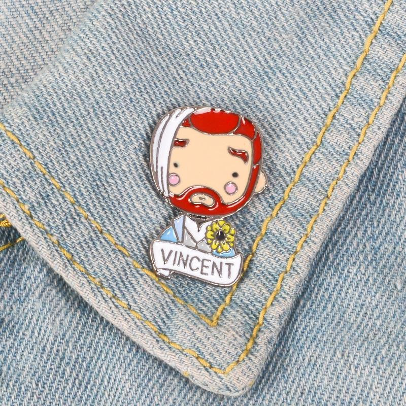 Insignia de retrato de Pin de esmalte de Vincent Van Gogh