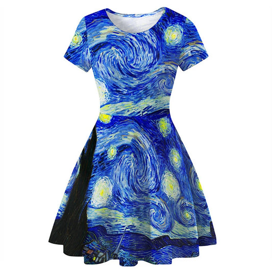 Vestido estampado La noche estrellada de Van Gogh 