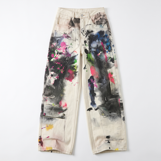 Ink Garden Wide-Leg Jeans — front flat lay on white