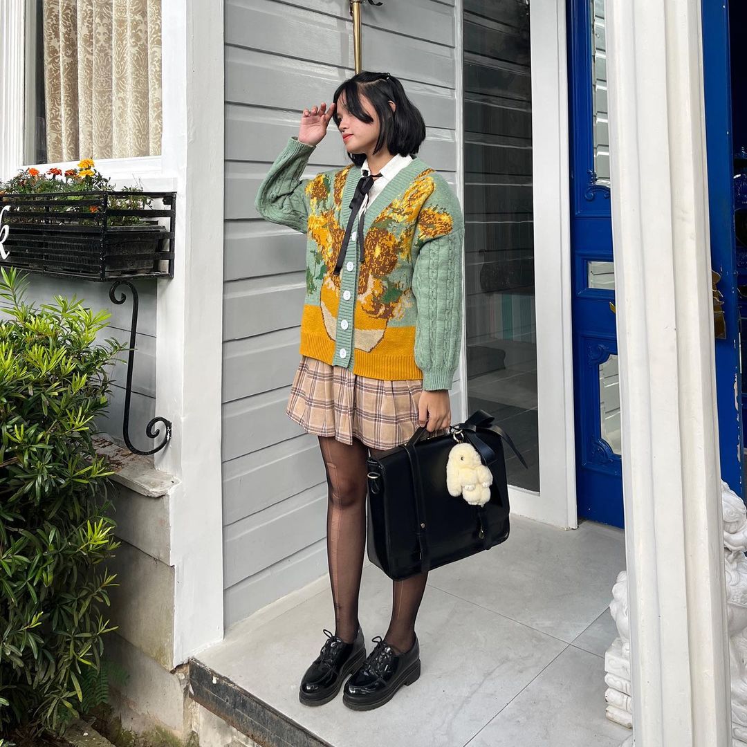 Pull en tricot cardigan vintage Van Gogh