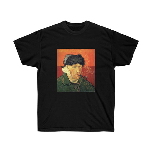 Autorretrato de Vincent van Gogh con oreja vendada y camiseta con pipa