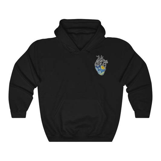 Sudadera con capucha de corazón de noche estrellada