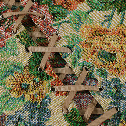 Top de corsé con cordones florales rococó