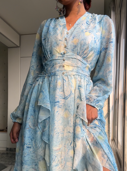 Vestido largo de ensueño noche estrellada 