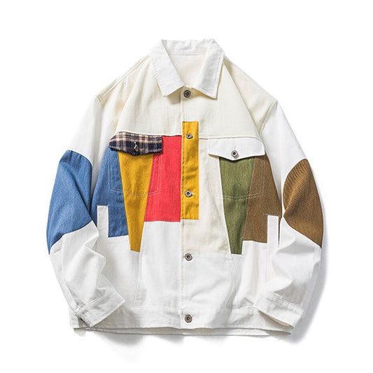 Chaqueta extragrande con diseño abstracto geométrico