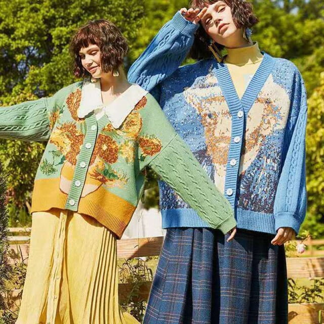 Pull en tricot cardigan vintage Van Gogh