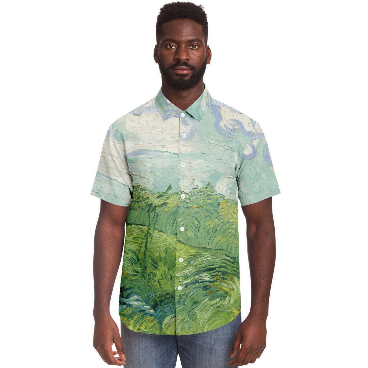 Chemise boutonnée champ vert van gogh