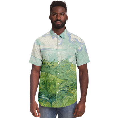 Chemise boutonnée champ vert van gogh