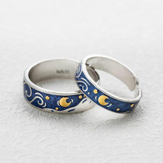 Anillos de pareja La noche estrellada de Van Gogh 