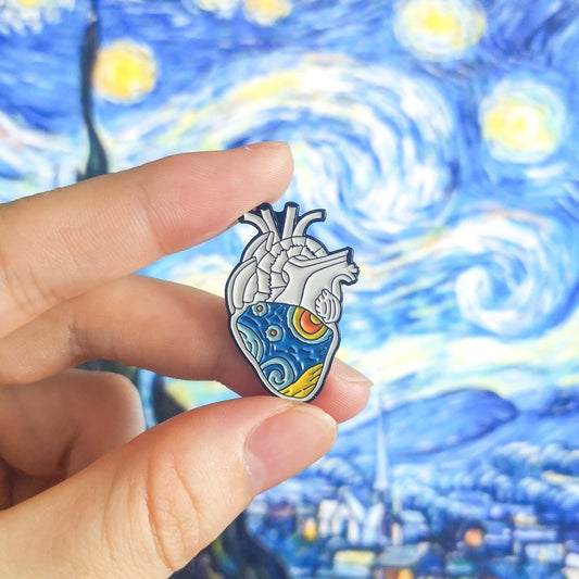 Pin de esmalte de corazón de noche estrellada