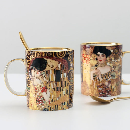 Tazas de café Gustave Klimt con cuchara