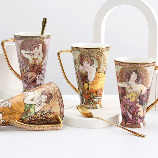 Tazas de cerámica Alphonse Mucha