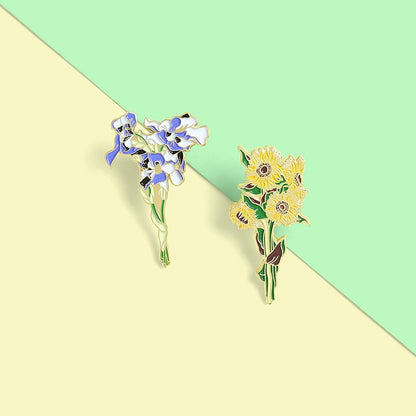 Alfileres de esmalte de flores de van gogh